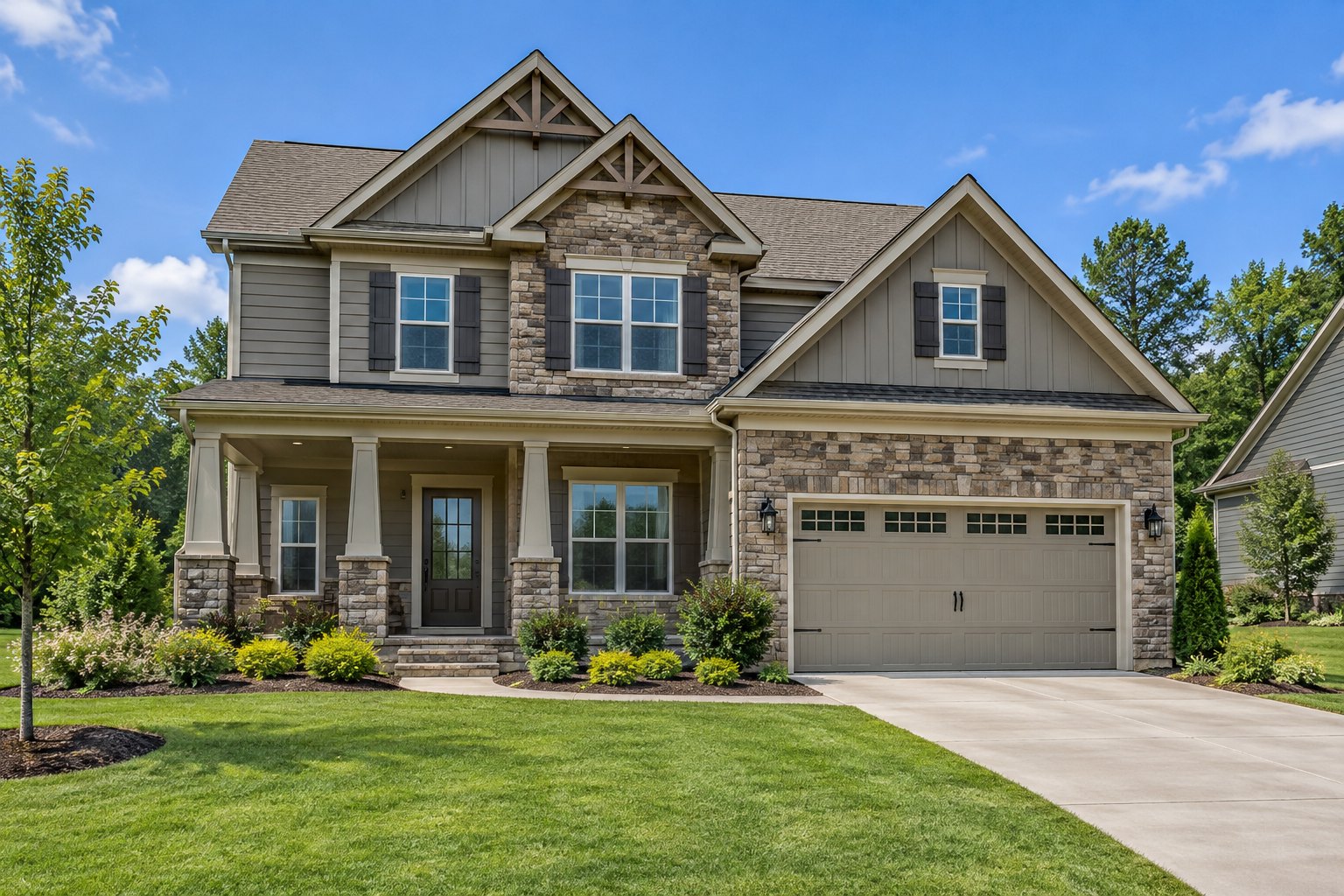 A newer craftsman style home in an Upstate South Carolina neighborhood, illustrative