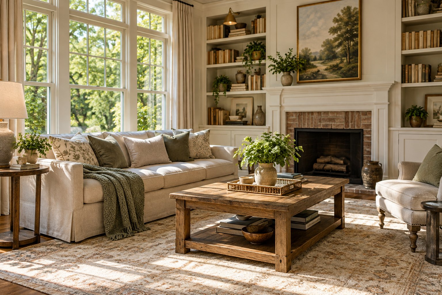 A cozy Southern family room, illustrative